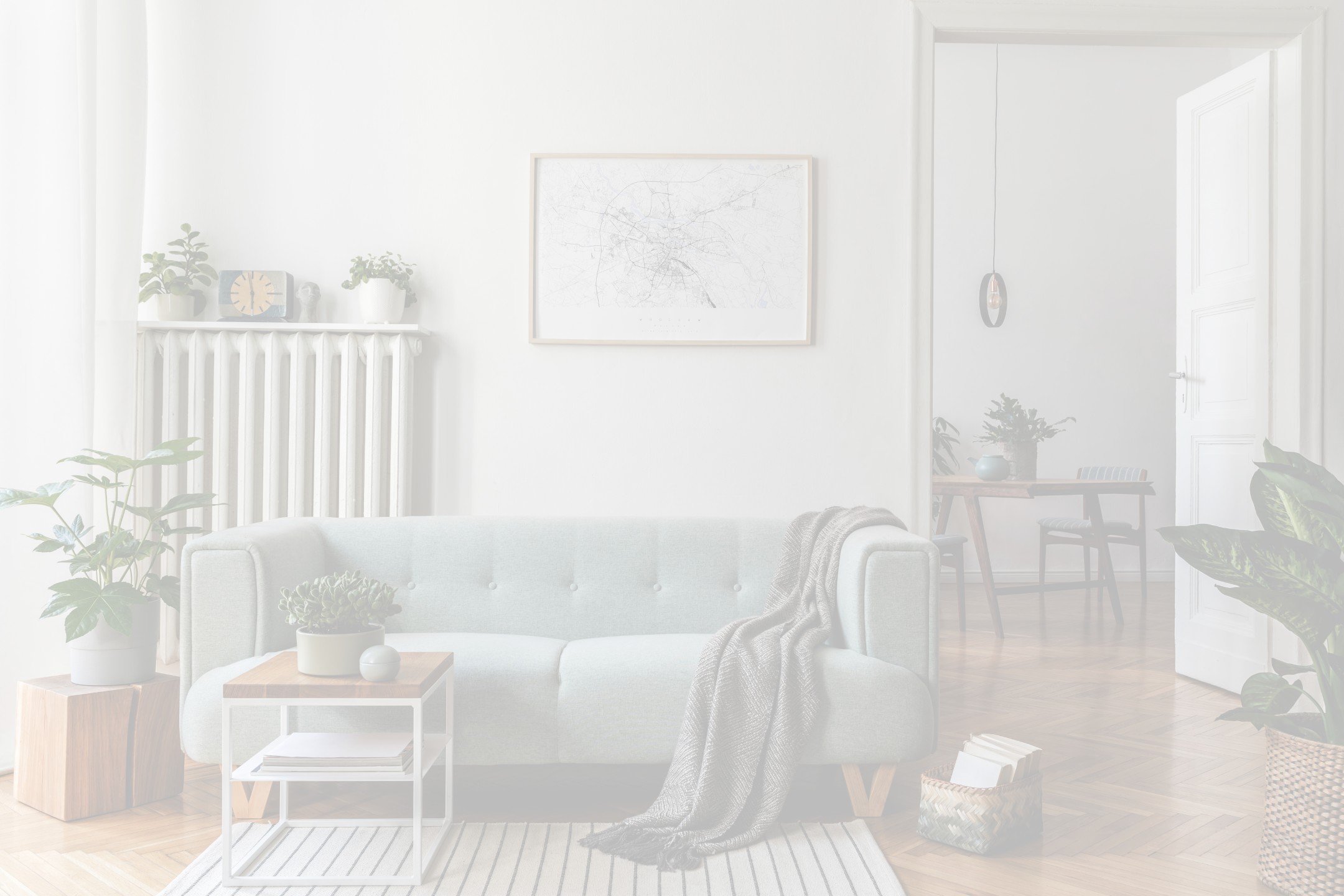 A modern living room with simple Scandinavian design furniture.