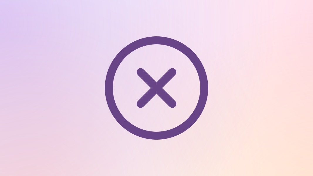 A close icon on a colourful background.