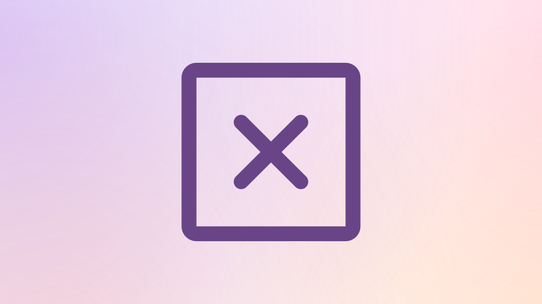 A close icon on a colourful background.