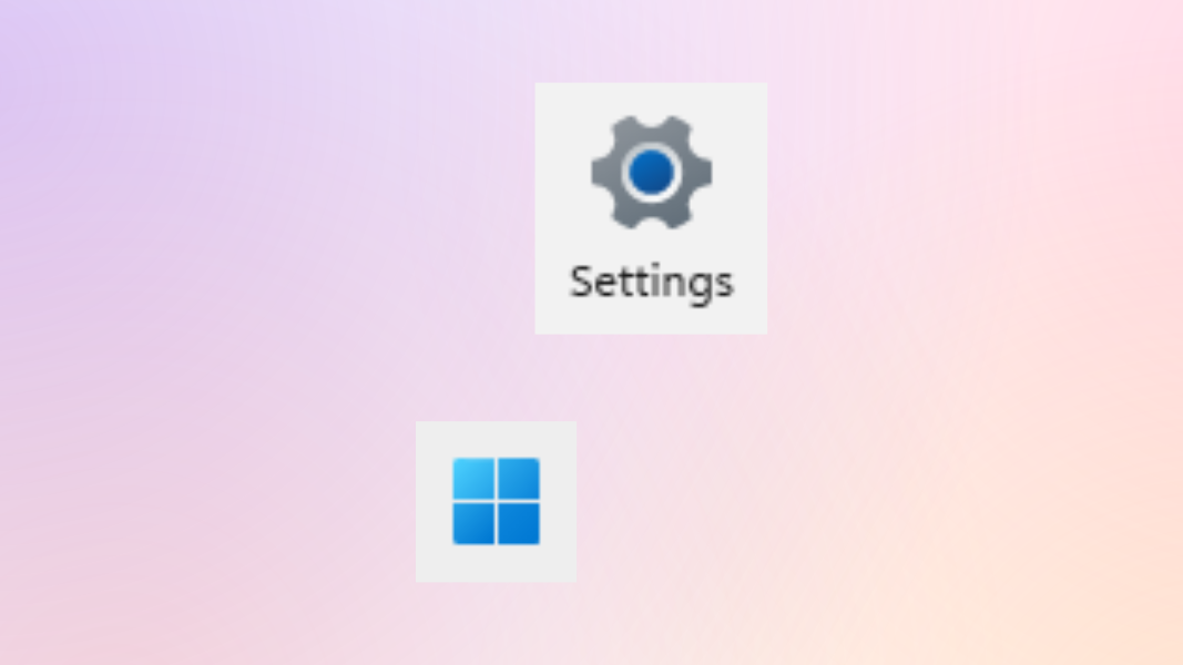 The Windows 11 Start Menu icon with the Settings app icon above it.